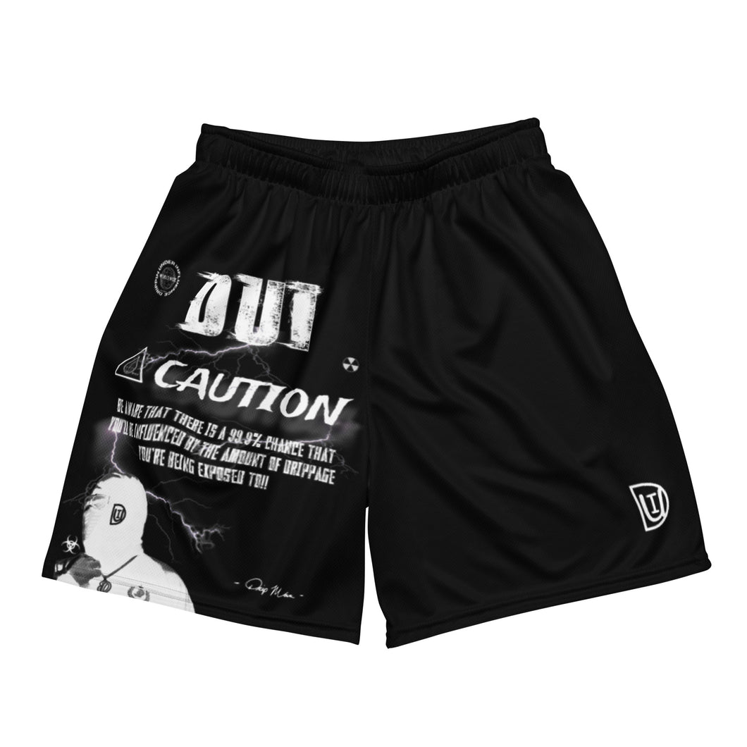 DUI Caution Unisex mesh shorts (Black)